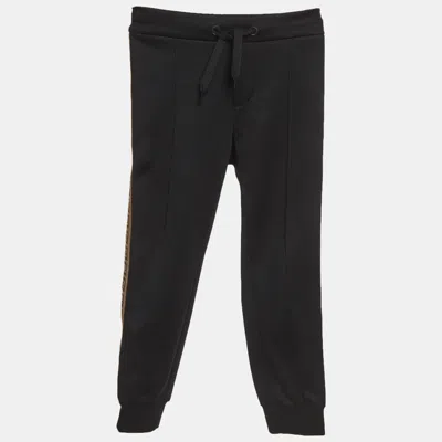 Pre-owned Fendi Kids Black Ff Side Stripe Jersey Joggers 6yrs