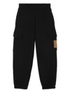 Fendi Kids Black Jogger Pants With Ff Logo In Black