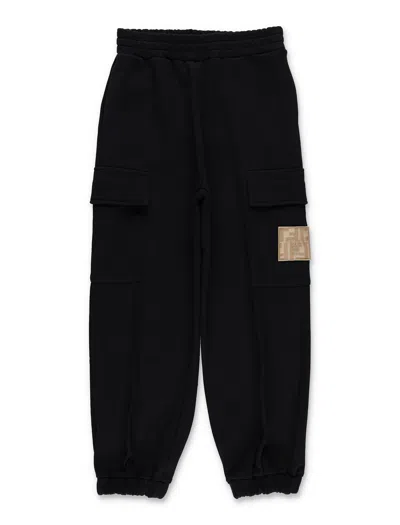 FENDI FENDI KIDS BLACK JOGGER PANTS WITH FF LOGO
