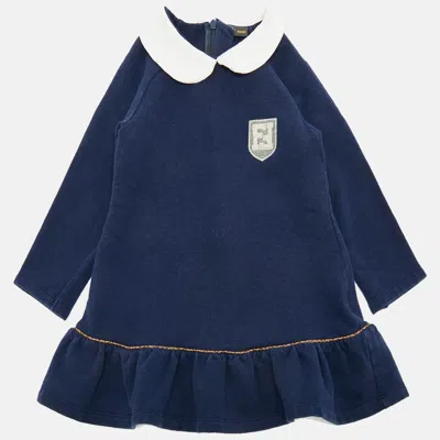 Pre-owned Fendi Kids Blue Cotton Dress 24m