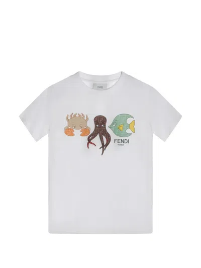 Fendi Kids Boys' Classic Logo Print T-shirt - Mini Size In White