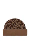 Fendi Kids Brown Wool Junior Hat In Brown