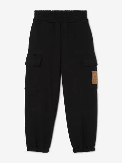 Fendi Kids Cargo Joggers In Black