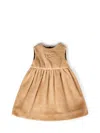 Fendi Kids Faux Fur Logo Embroidery Dress In Beige