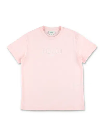 Fendi Kids Elevated Modern Kids' Cotton T-shirt In Pink