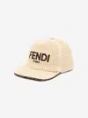 Fendi Kids Embroidered Logo Cap In Beige