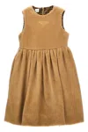 Fendi Kids Faux Fur Logo Embroidery Dress In Brown