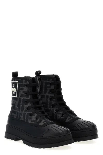 Fendi Kids ' Roma' Ankle Boots In Black