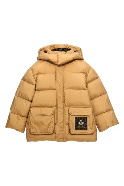 Fendi Kids ' Roma' Down Jacket In Nude