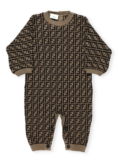 Fendi Babies'  Kids Ff Intarsia Knitted Playsuit In Multi