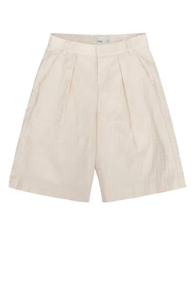 Fendi Kids Ff Jacquard Bermuda Shorts In White