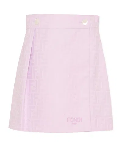 Fendi Kids Ff Jacquard Logo Embroidered Skirt In Green