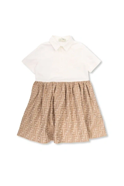 Fendi Kids Ff Jacquard Panelled Dress In Multi