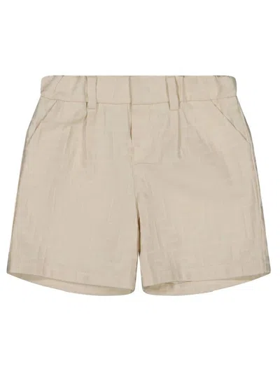 Fendi Kids Ff Jacquard Shorts In Beige