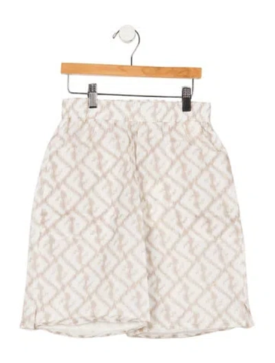 Pre-owned Fendi Kids Ff Linen Shorts W/tags In Neutrals