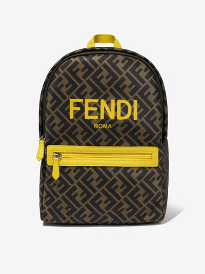 Fendi Kids Ff Logo Backpack In Burgundy