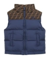 Fendi Kids Ff Logo Detailed Padded Gilet In Blue
