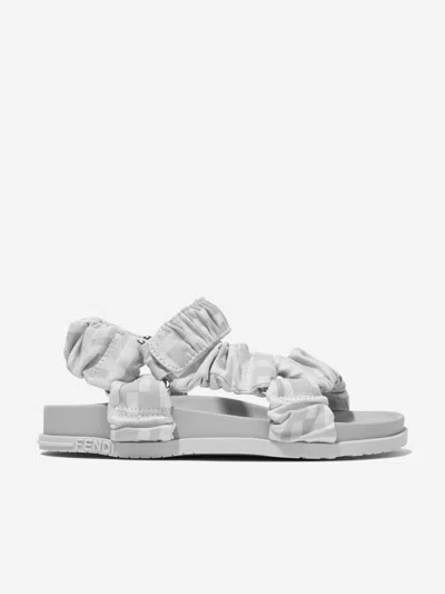 Fendi Kids Ff Logo Sandals In Grey