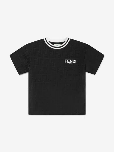 Fendi Kids Ff Logo T-shirt In Black