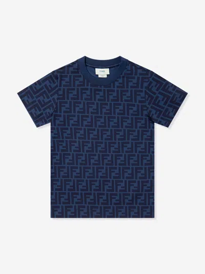 Fendi Kids Ff Logo T-shirt In Blue