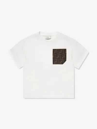 Fendi Babies' Kids Ff Pocket T-shirt In White