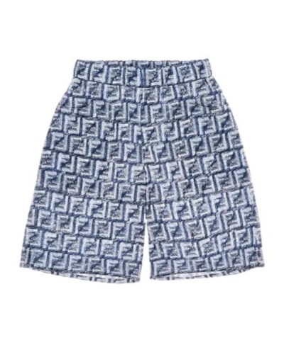 Fendi Kids Ff-printed Bermuda Shorts In Blue