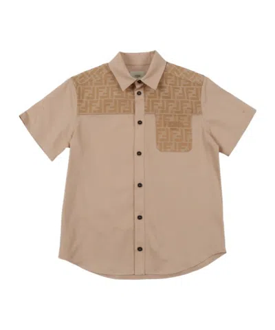 Fendi Kids Ff-motif Buttoned Shirt In Brown