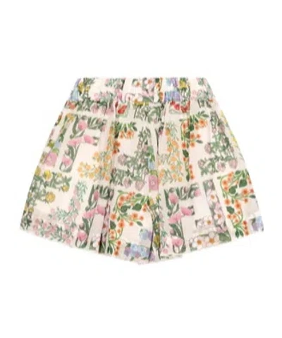 Fendi Multicolour Muslin Junior Shorts In Green