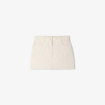 Fendi Kids Girl's Denim-effect Cotton Mini Skirt With Ff Logo In Bianco