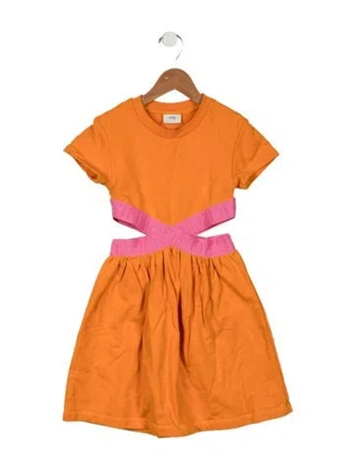Pre-owned Fendi Kids Girls' Cutout Dress In Orange