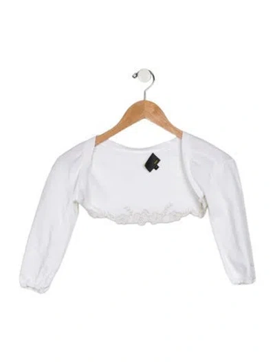 Pre-owned Fendi Kids Girls' Embroider-embellished Bolero In Neutrals/white
