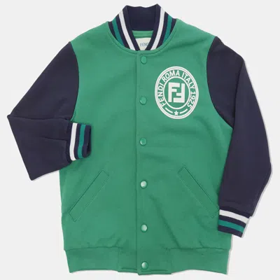 Pre-owned Fendi Kids Green Cotton Varsity Jacket 5yrs