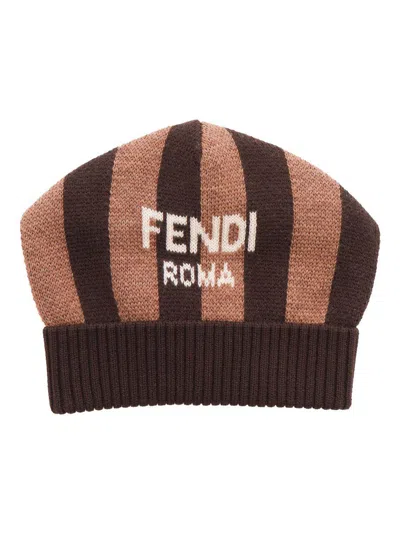 Fendi Kids Hat In Brown