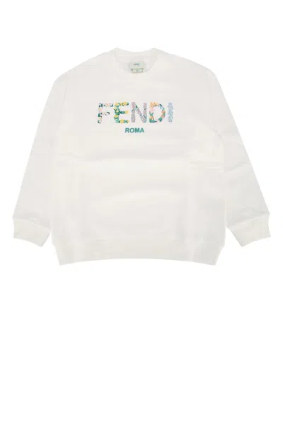 Fendi Kids Felpa Sweatshirt In White