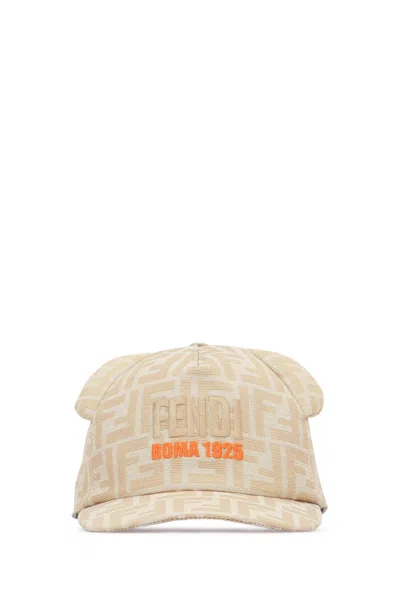 Fendi Kids Kids Baseball Cap With Embroidered Crest In Beige
