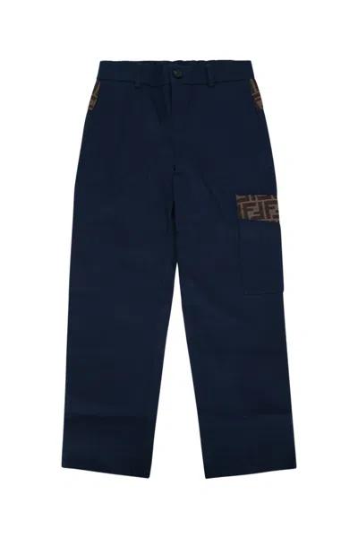 Fendi Kids Kids Heavy Gabardine Pants In Blue