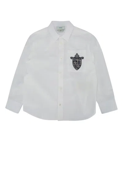 Fendi Kids Kids Popeline Shirt In Gray
