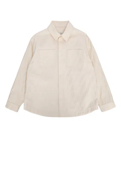 Fendi Kids Cotton Shell Jacket In Neutral