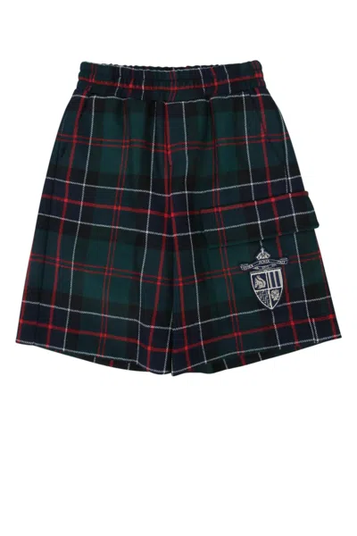 Fendi Kids Kids Tartan Bermuda Shorts In Greenforest