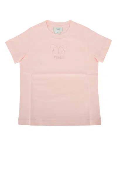 Fendi Kids Kids T-shirt With Embroidered Detail In Pink