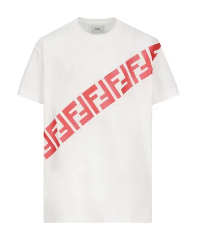 Fendi Kids Large Logo Jersey T-shirt In White