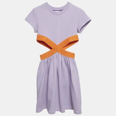 Pre-owned Fendi Kids Lavender Jersey Cut-out Dress 8yrs In Purple