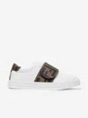 FENDI KIDS LEATHER FF LOGO TRAINERS