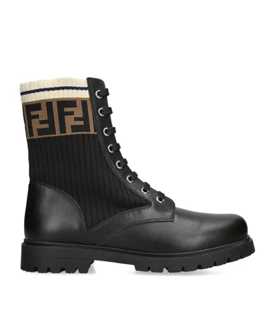 Fendi Kids Leather Logo Boots