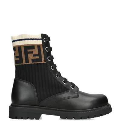 Fendi Kids Leather Logo Boots