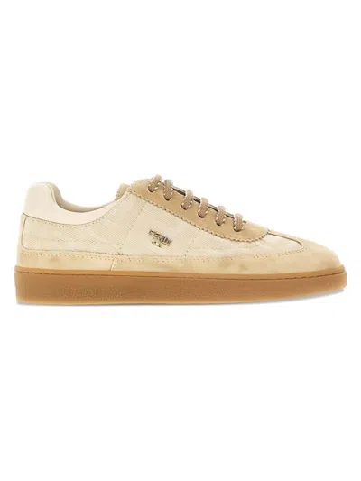 Fendi Kids Leather Logo Sneakers In Brown
