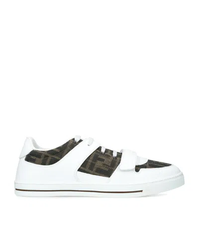 Fendi Kids Leather Logo Sneakers In White