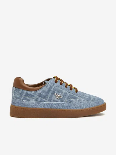 FENDI FENDI KIDS LEATHER LOGO TRAINERS
