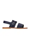 Fendi Kids Logo Buckle Sandals In Black