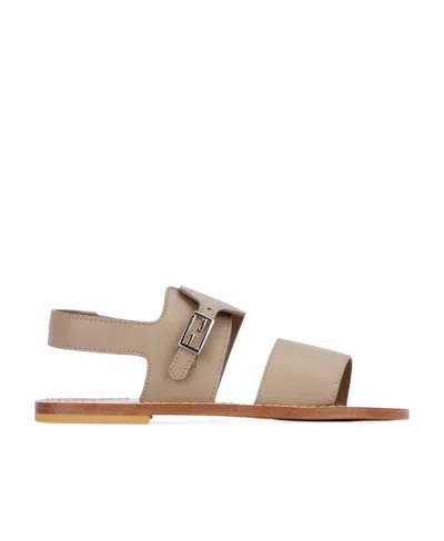 Fendi Kids Logo Buckle Sandals In Nude